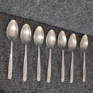 VTG Holmes & Edwards Inlaid IS Danish Princess Pattern 7 Pc Spoon Lot